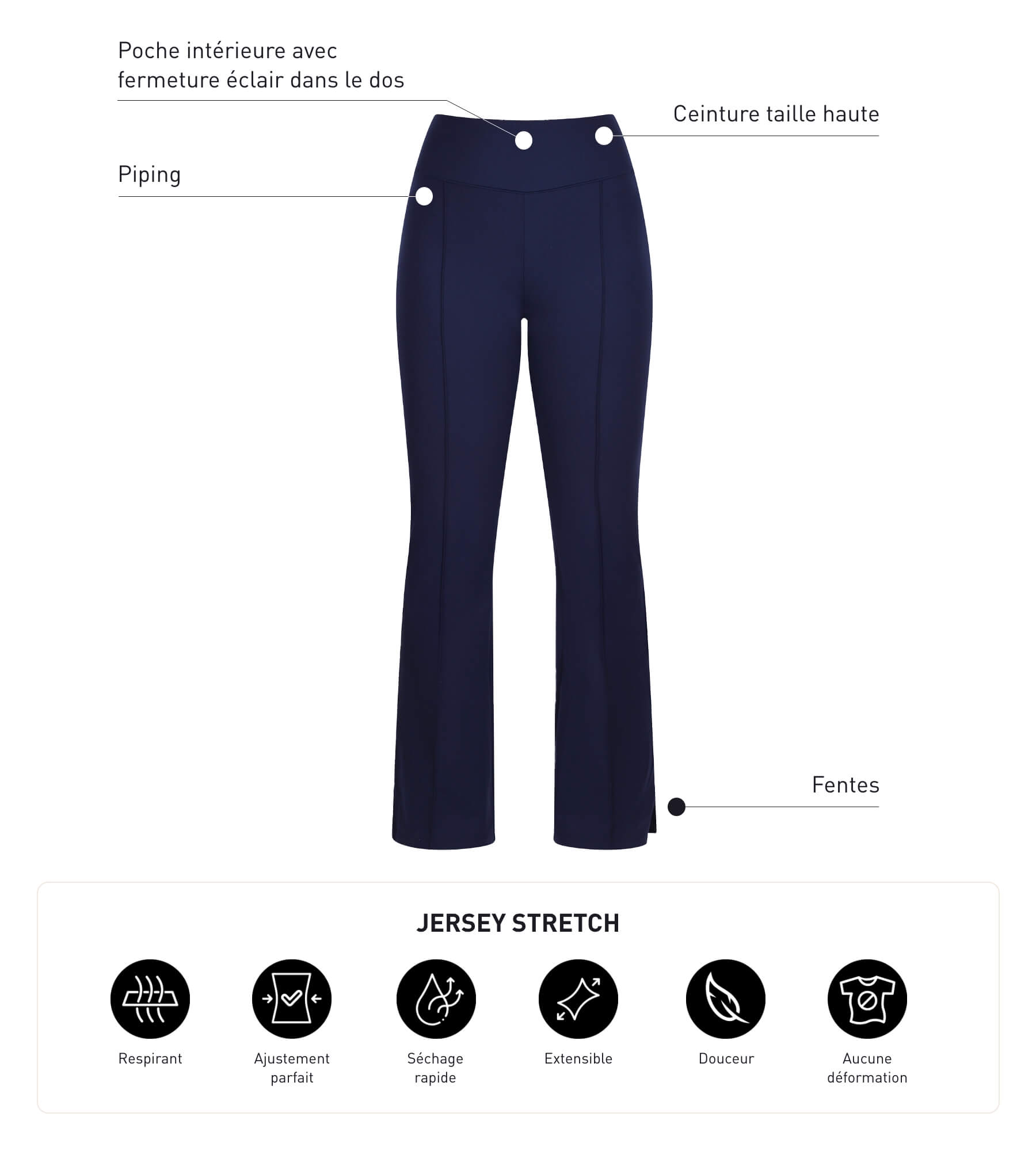 Women's Stretch Jersey Flared Sport Pants - Blue Dim Move - Perfect for Yoga, Running & Casual Wear