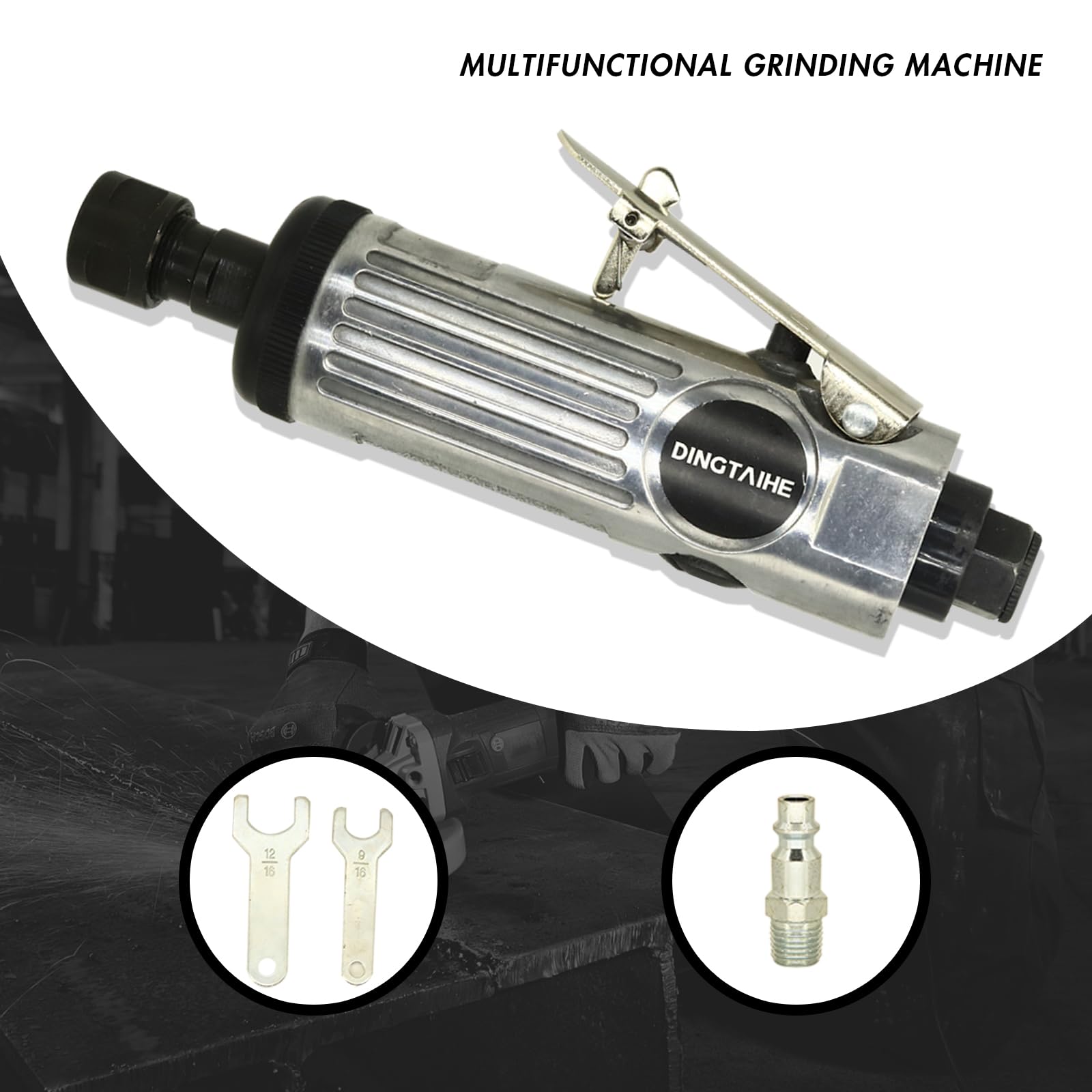1/4 Inch Air Die Grinder - Heavy Duty Straight Pneumatic Grinder Tool for Industrial Polishing, Grinding & Cleaning | Perfect for Metalworking, Wood Carving & Automotive Repair