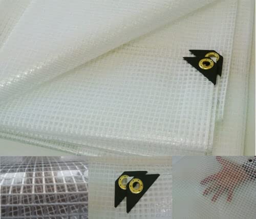 16 Mil Heavy Duty Clear Poly Tarp with Fiber Reinforcement - UV Resistant, Tear Proof, Flexible Waterproof Cover with Reinforced Corners (20x22 ft) - Perfect for Outdoor Equipment Protection, Construction Sites, and Camping Gear Cover
