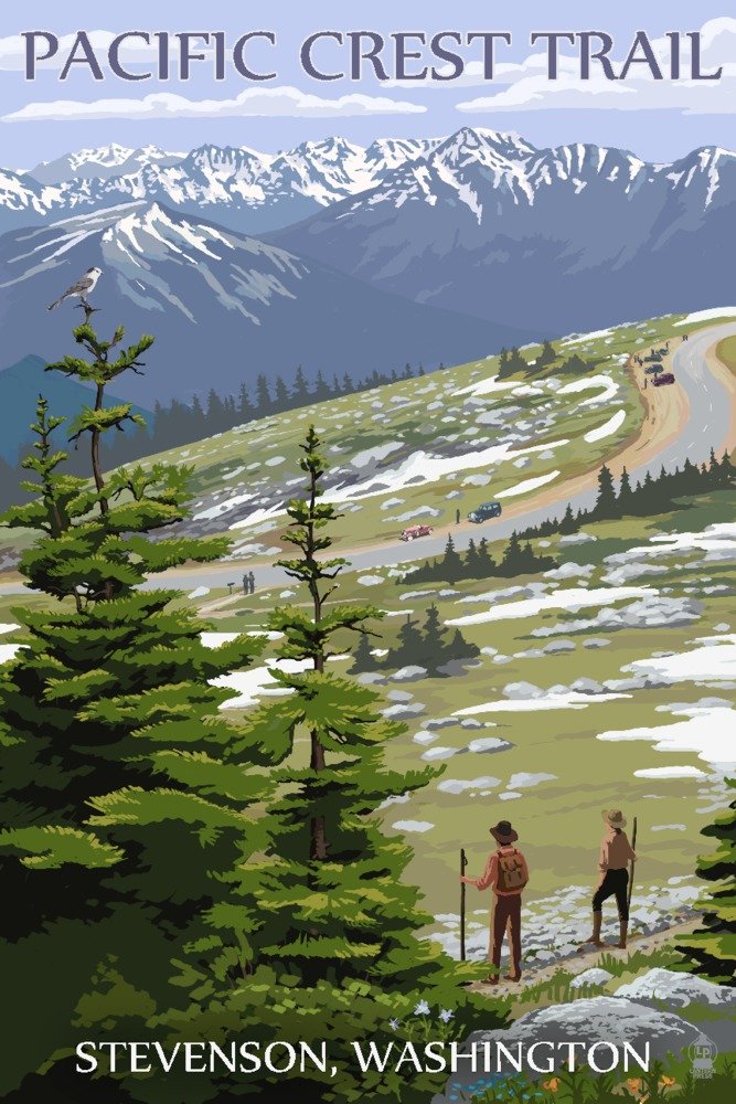 Stevenson Washington Pacific Crest Trail Hikers 71342 - 24x36 Signed Art Print Wall Decor Poster - Perfect for Hiking Enthusiasts & Nature Lovers Home Office Decor