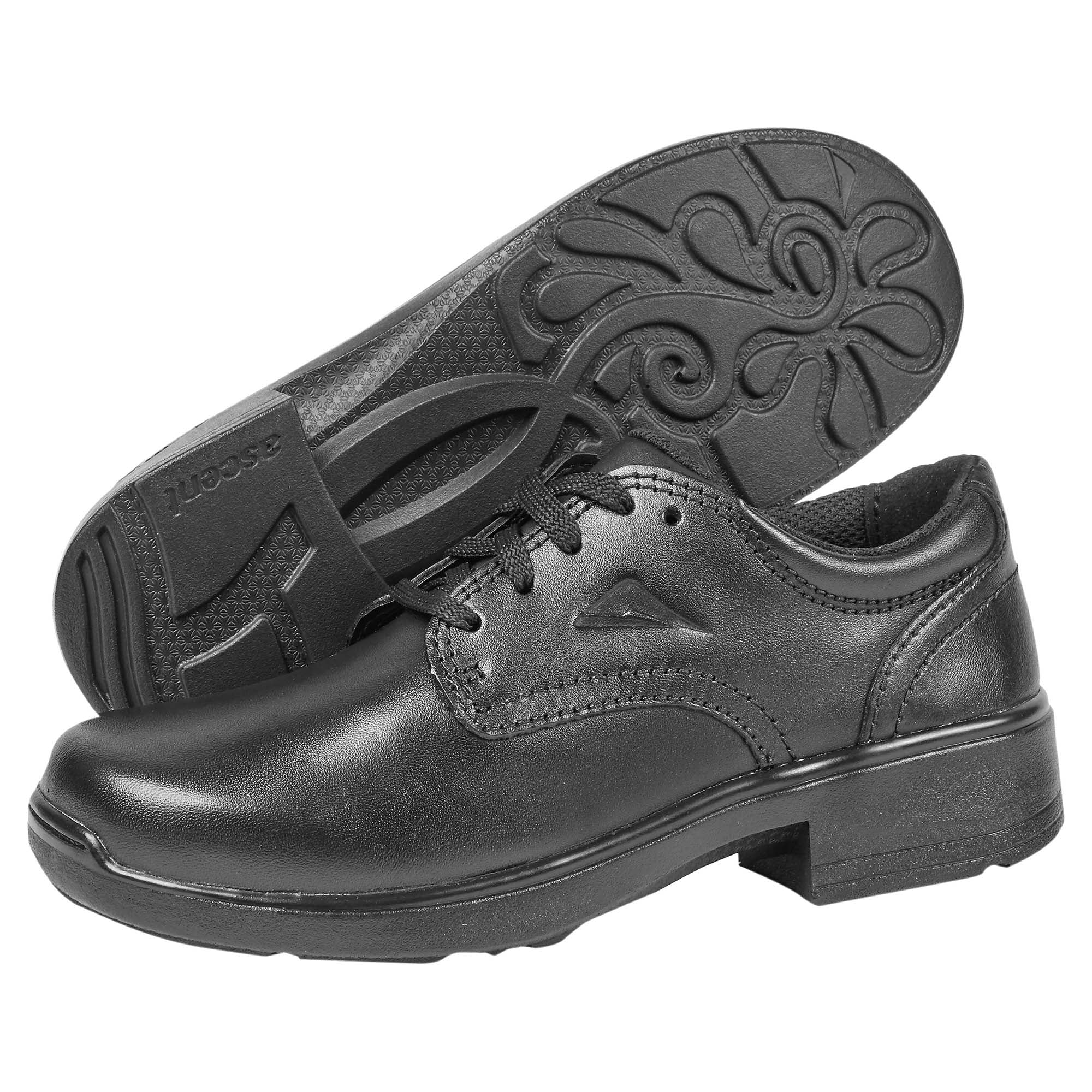 Adiva 2 Women's Senior School Shoes - Comfortable Black Leather School Shoes for Girls - Perfect for Classrooms, Daily Wear & School Activities