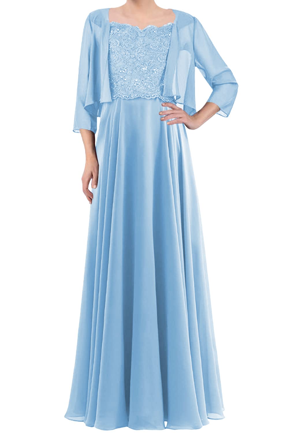 Elegant Mother of The Bride Dresses with Lace Jacket - Long Formal Evening Gowns for Wedding Guests & Special Occasions | Perfect for Church Ceremonies, Receptions & Black Tie Events