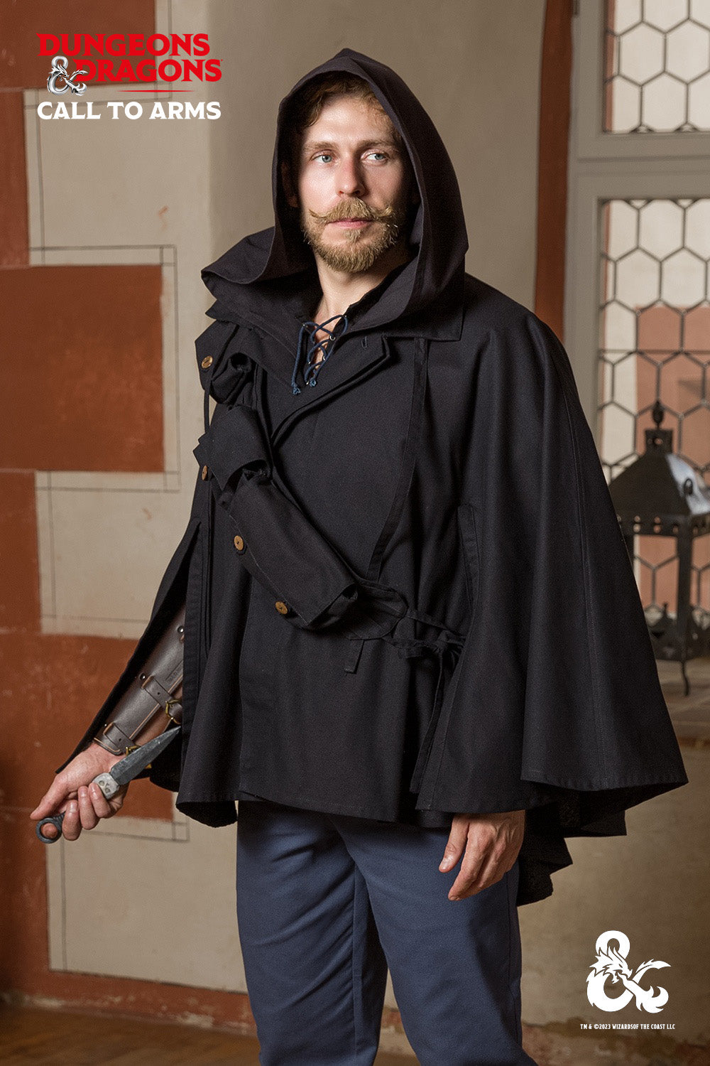 Dungeons & Dragons Rogue Cape - Black Cloak for Cosplay, LARP & Fantasy Roleplaying | Perfect for D&D Adventurers & Halloween Costumes