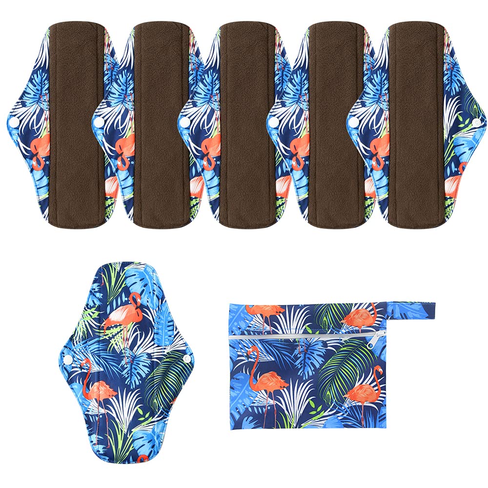 7pc Bamboo Reusable Sanitary Pads Set with Wet Bag - Washable Menstrual Pads for Eco-Friendly Period Care