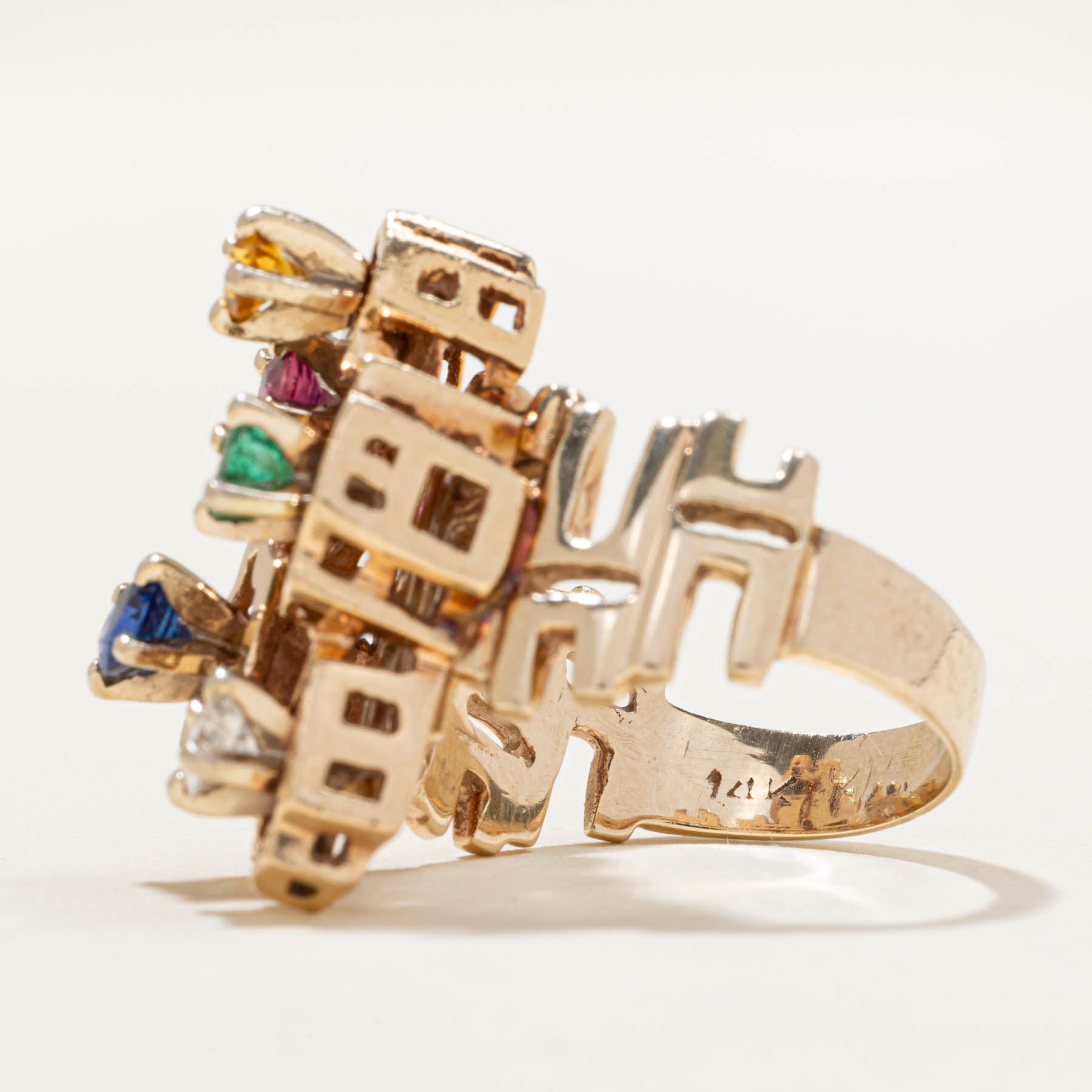 Multi Gemstone Abstract Cocktail Ring - 0.20ct Natural Gemstones - Size 7 - Elegant Statement Jewelry for Evening Parties & Special Occasions