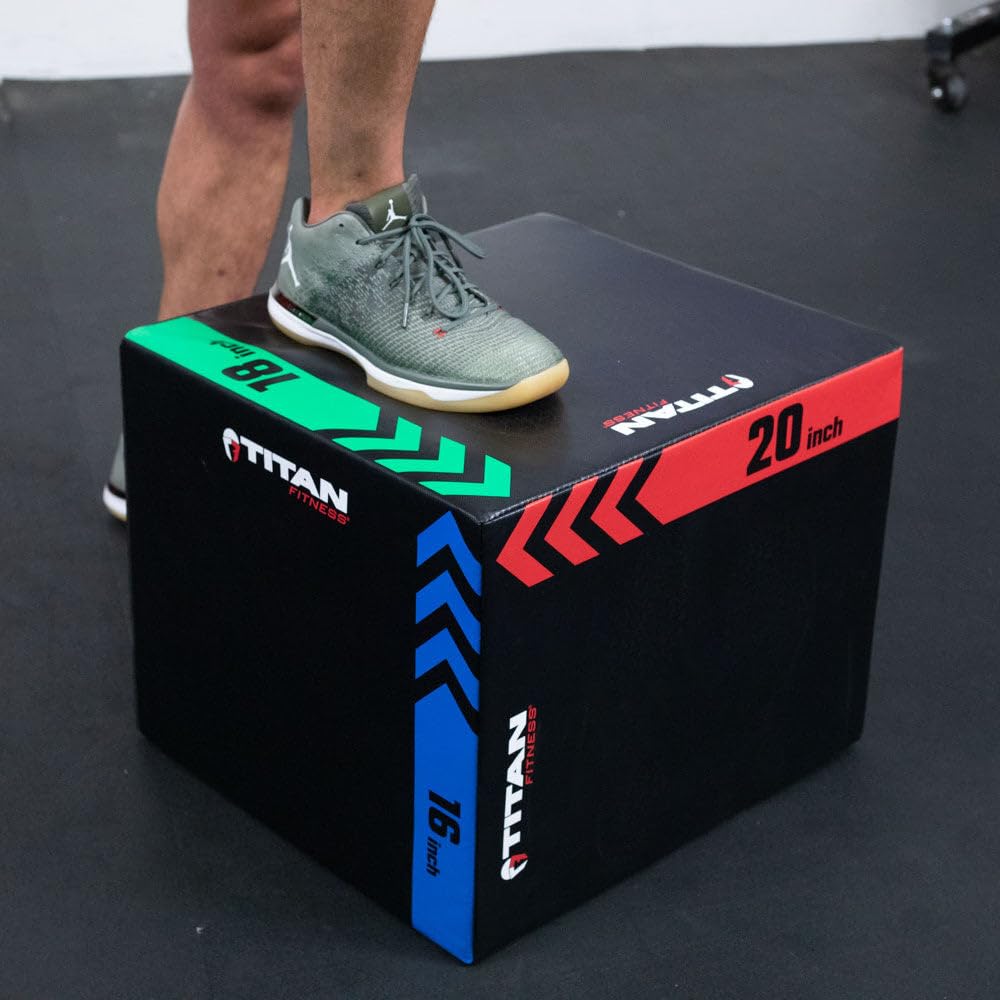 Titan Fitness Heavy Duty Foam Plyometric Box - HIIT Training, Box Squats, Step-Up Exercises for Home Gym & Garage Workouts (Youth & Regular Sizes) | Perfect for CrossFit, Cardio & Strength Training