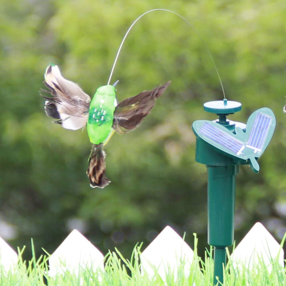 Solar Powered LED Hummingbird Garden Decor - Flying Feather Wing Solar Bird Ornament for Yard & Patio | Outdoor Solar Garden Decoration for Lawn, Flower Beds & Backyard