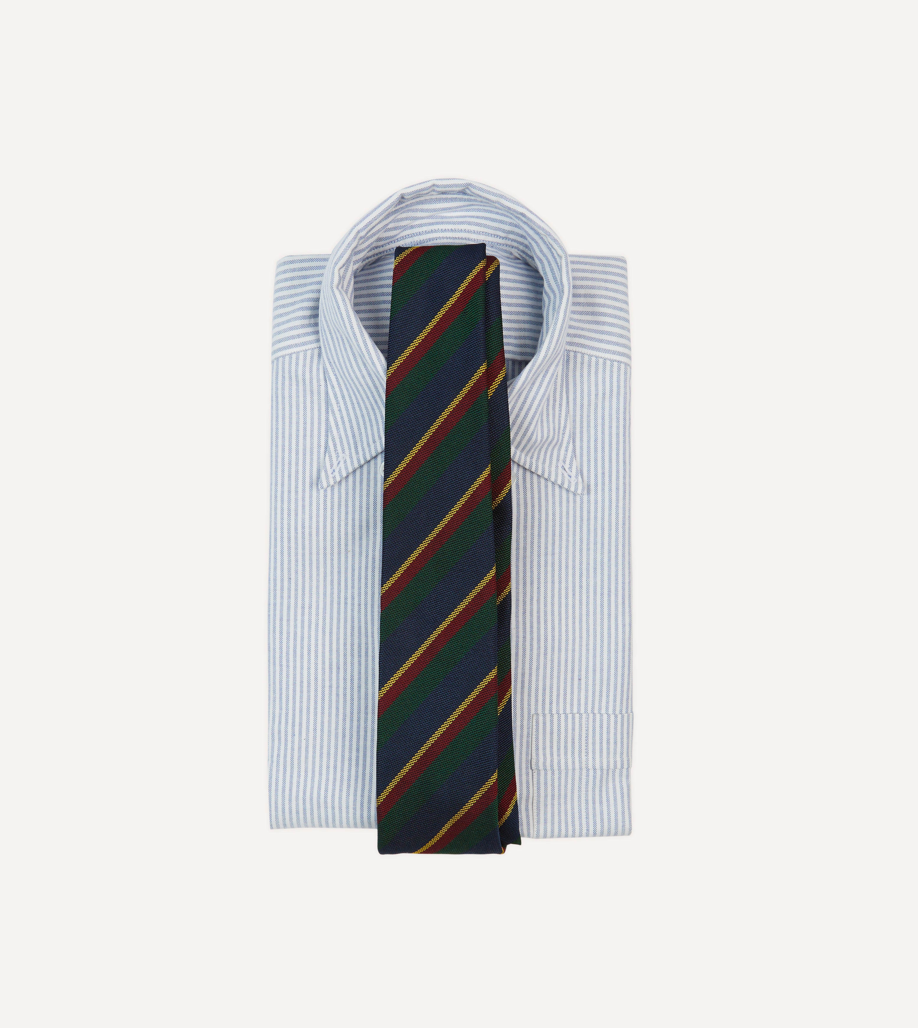Premium Navy, Green & Yellow Striped Hand-Rolled Silk Grenadine Necktie for Men - Perfect for Weddings, Business Meetings & Formal Events