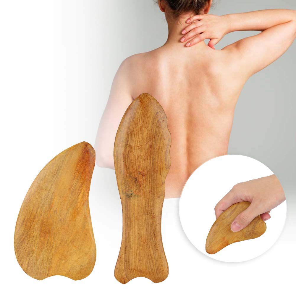 Premium Sandalwood Gua Sha Massage Tool Set (2-Pack) - Natural Wooden Scraping Board for Face, Neck & Body Relaxation - Soothe Muscles & Improve Circulation - Perfect for Self-Care & Spa Treatments