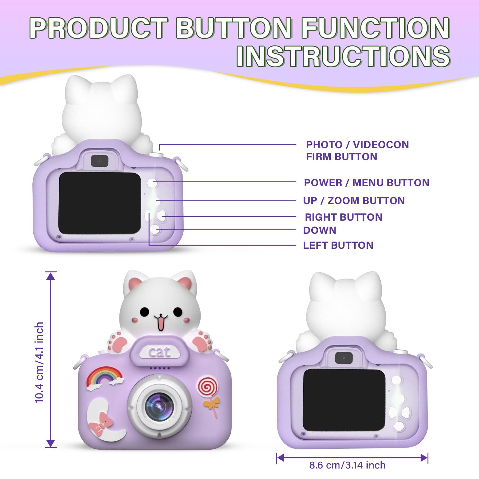Kids Digital Camera with 1080P HD Video - Best Selfie Camera Toy for Girls & Boys Ages 3-12 - Perfect Christmas Birthday Gift - Fun Educational Toy for Travel, Parties & Outdoor Adventures (Purple)