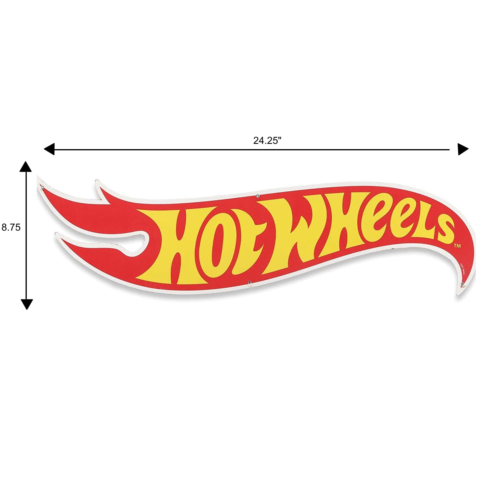 Mattel Hot Wheels Flame Logo Metal Sign - Large Collectible Wall Decor for Kids' Bedroom, Man Cave, Garage & Game Room | Durable Tin Sign for Racing Fans & Car Enthusiasts