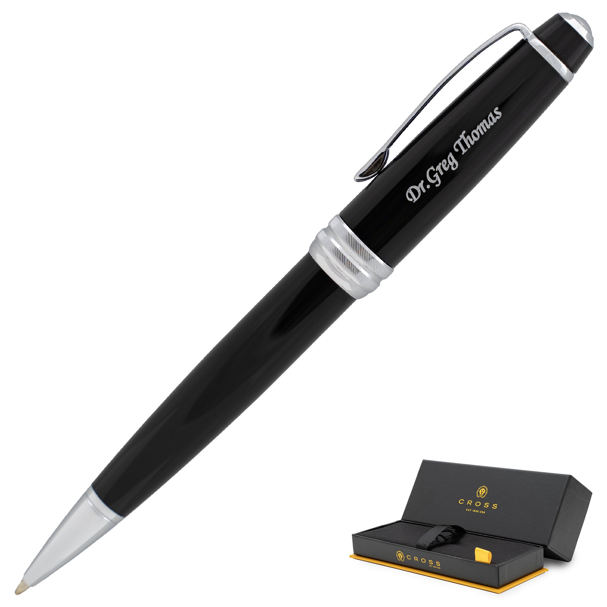 Cross Bailey Black Lacquer Ballpoint Pen - Premium Writing Instrument for Office, School & Gift Giving - Smooth Writing Experience for Professionals & Students