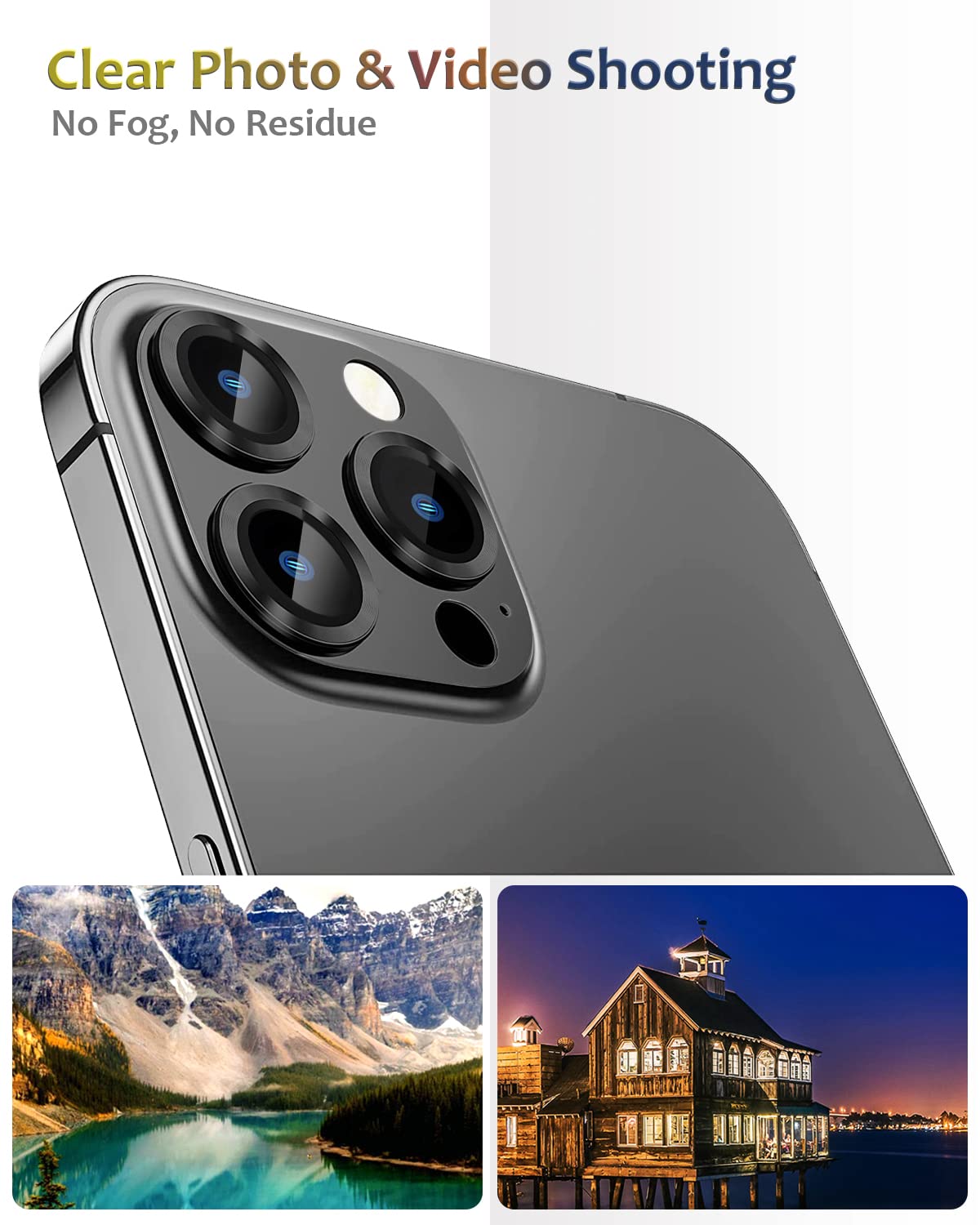 Premium Metal Camera Lens Protector for iPhone 13 Pro Max & iPhone 13 Pro - 9H Tempered Glass Anti-Scratch Anti-Explosion Black Cover - Perfect for Outdoor Adventures, Travel & Daily Protection