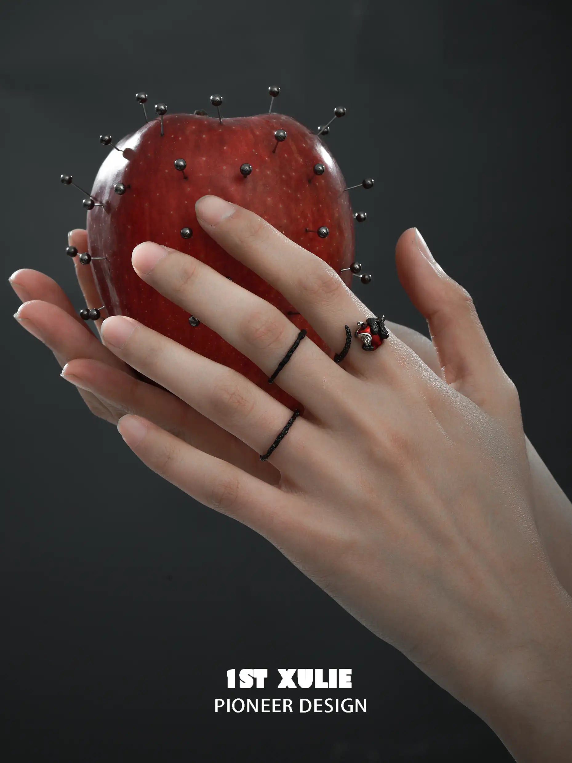 Forbidden Love Viper's Apple S925 Sterling Silver Open End Ring™ - Elegant Gothic Jewelry for Women, Unique Statement Piece for Parties, Weddings & Everyday Wear