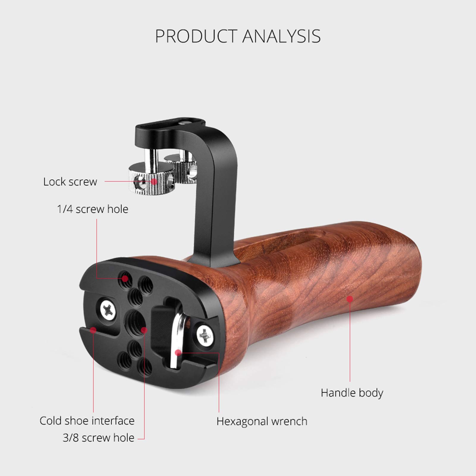 A72 Wooden Camera Cage Handle - Professional Video & Photography Expansion Bracket Support for DSLR/Mirrorless Cameras - Perfect for Vlogging, Filmmaking and Studio Shoots