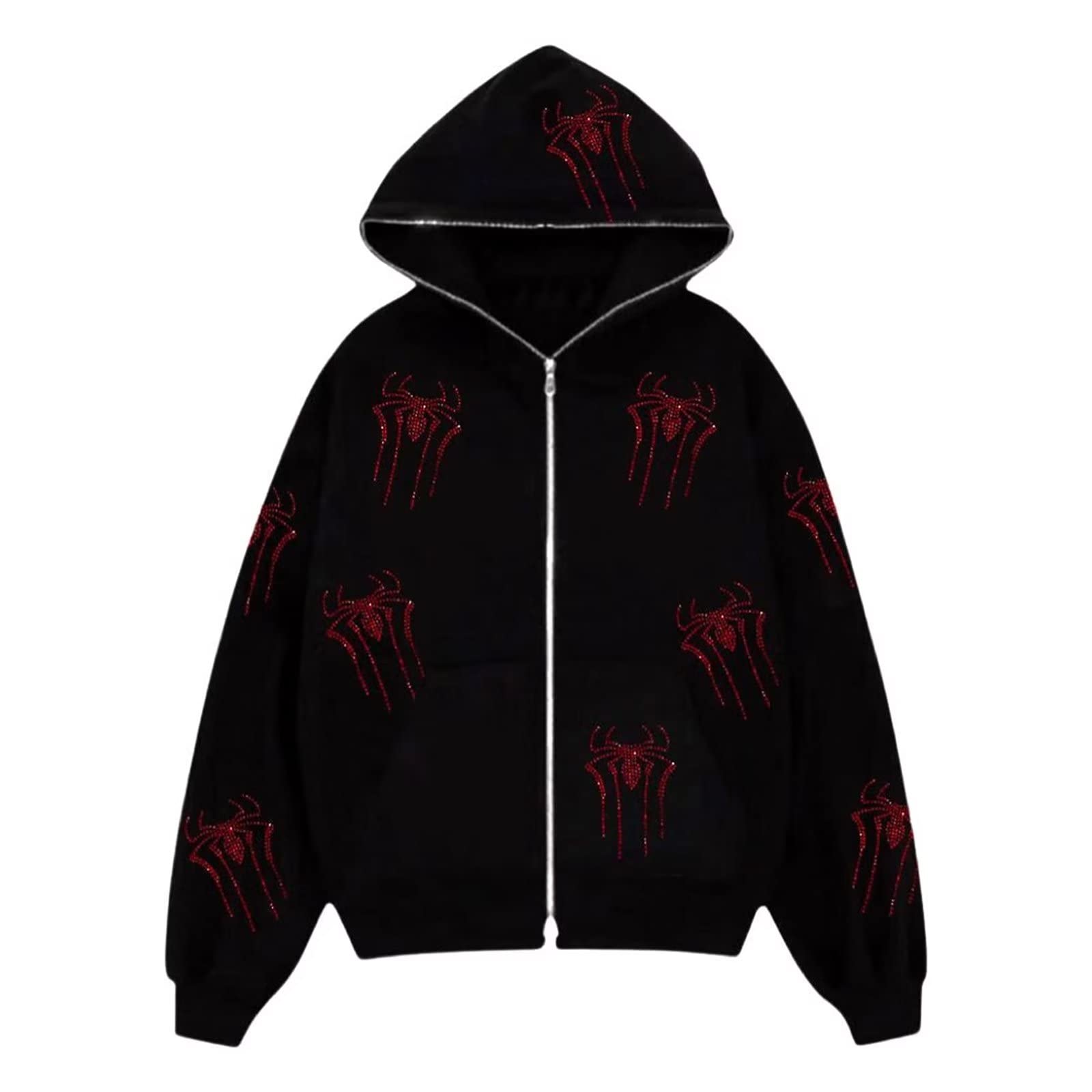 GIRSARRDER Women's Zip Up Hoodie - Cross Printed Oversized Y2K Style Hooded Sweatshirt for Women & Men | Comfy Loose Fit | Trendy Streetwear for Casual Outfits, Gym & Travel