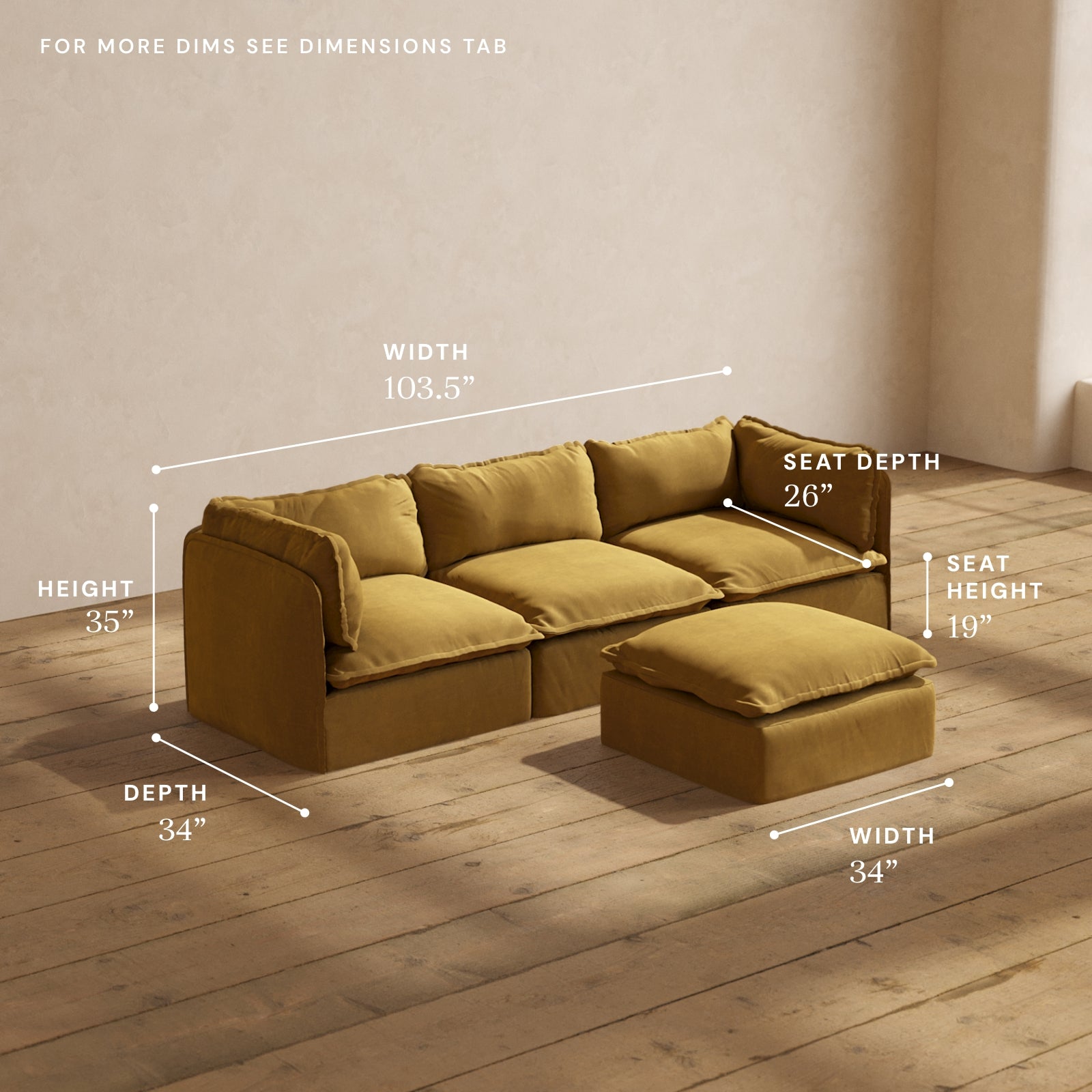 Premium Modular Performance 3-Seater Sofa with Ottoman in Toffee Brown | Modern Sectional Couch for Living Room, Lounge & Home Theater | Comfortable & Stylish Relaxing Blend Fabric