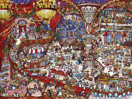 Heye 1500-Piece Triangular Jigsaw Puzzle - Patisserie Bakery Shop Scene - Challenging Adult Puzzle for Relaxation & Home Decor