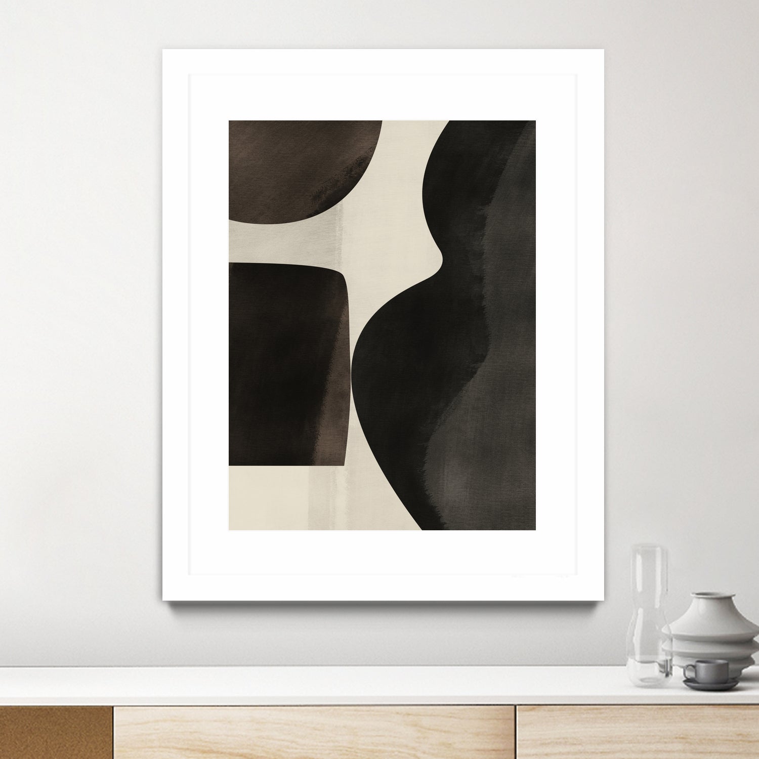Black Abstract Collage Wall Art - Modern Canvas Painting for Home & Office Decor | Perfect for Living Room, Bedroom & Workspace Aesthetic