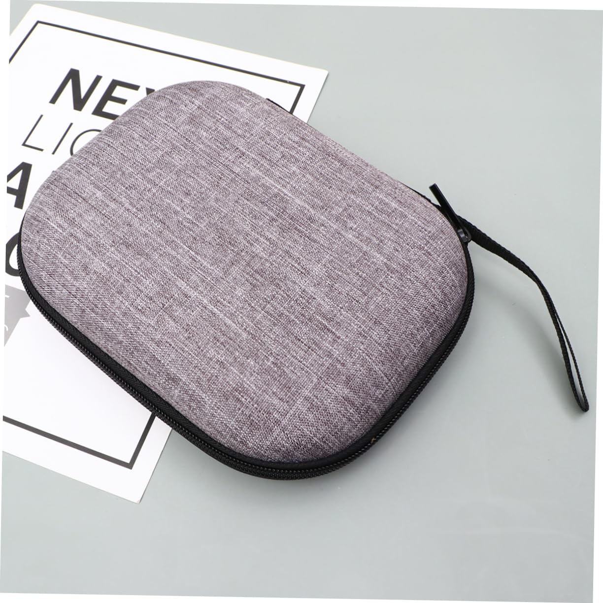 Jojofuny PU Grey Cotton Linen Folding Headphone Storage Bag - Compact Organizer for Y50 Headphones | Perfect for Travel, Office & Home Use