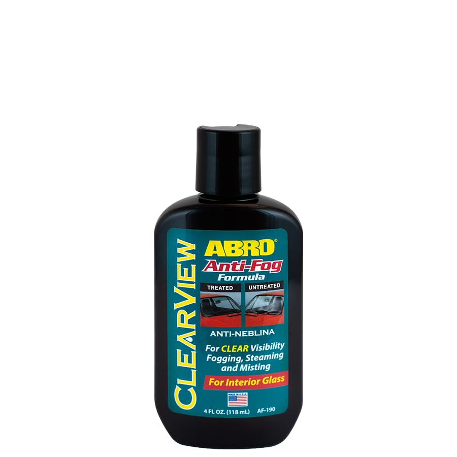ABRO Clearview Anti-Fog Solution - 4 fl oz Defogger for Windows, Glass, Mirrors & Plastics | Home & Automotive Use | Prevents Fog on Bathroom Mirrors, Car Windows & Safety Goggles