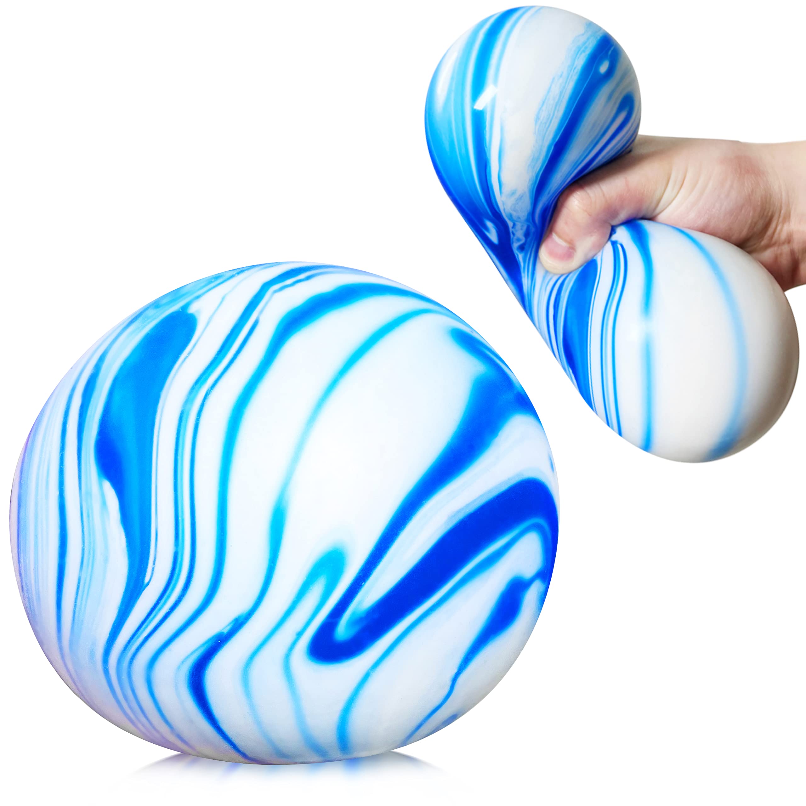 Giant Stress Balls for Kids and Adults - Jumbo Squishy Fidget Toys for Anxiety Relief, Focus & Relaxation | Pull, Stretch & Squeeze Sensory Toys | Soft Dough Ball for Office, School, Therapy & Travel (Blue)