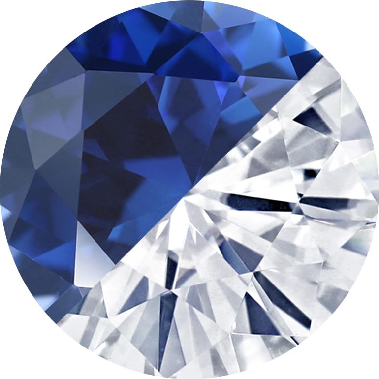 Blue Created Sapphire - White Moissanite
