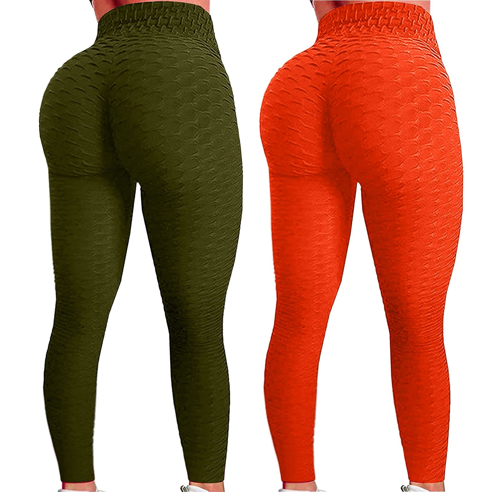 Jovati 2-Piece Women's Jacquard Bubble Yoga Leggings - High Waist Tummy Control Workout Pants for Running, Fitness & Hip Lifting Exercises | Perfect for Yoga, Gym & Active Lifestyle