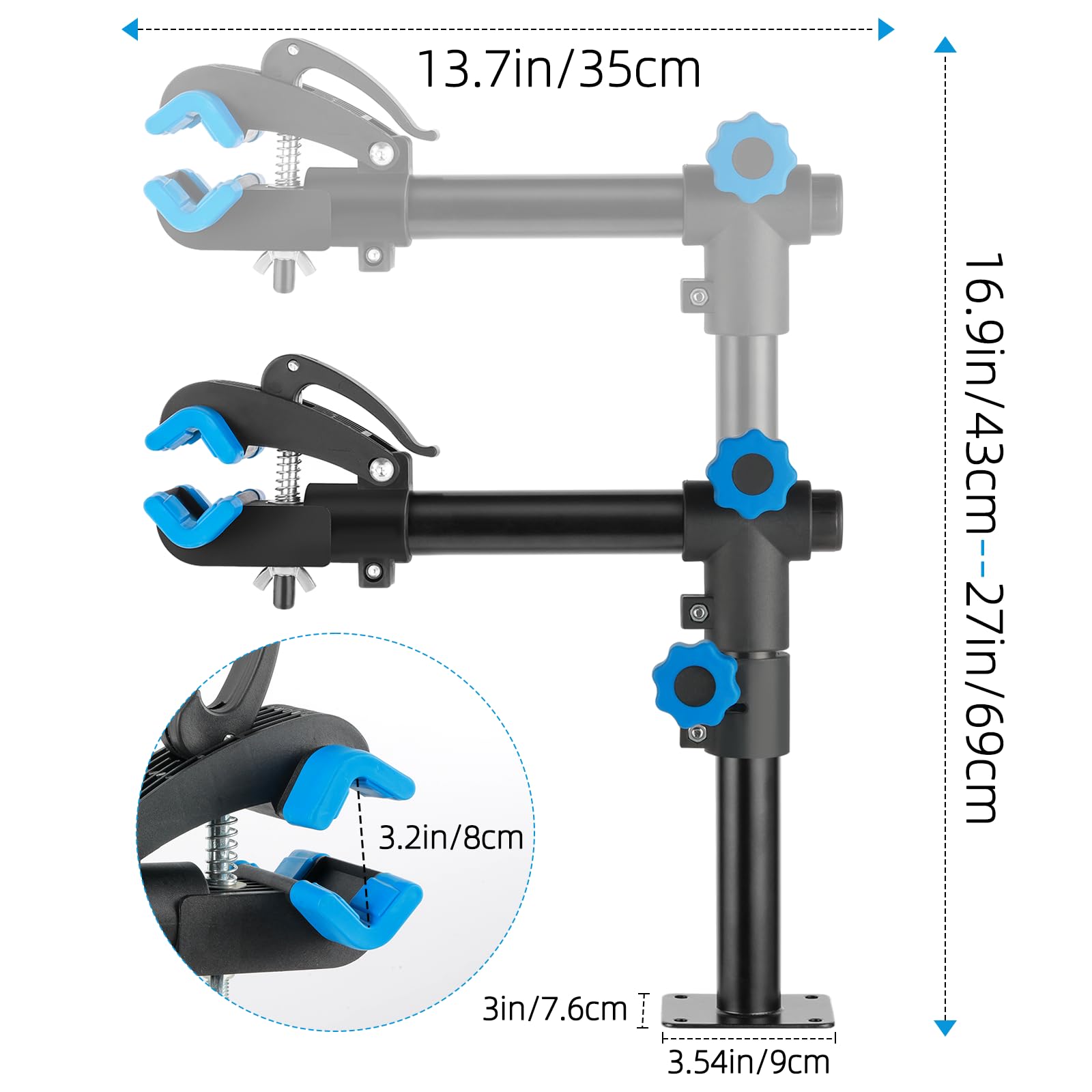 **Urban Deco Bike Repair Stand - Heavy Duty Wall Mounted & Bench Mount Bicycle Work Stand - Adjustable Bike Clamp for Road & Mountain Bikes (27 inch) - Perfect for Home Garage & DIY Bike Maintenance**