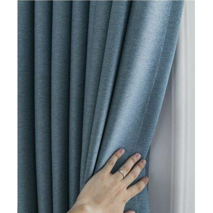Rémy Blackout Double-Sided Plain Linen Thermal Insulated Curtains - Denim Blue | Energy Efficient Window Treatment for Bedroom & Living Room