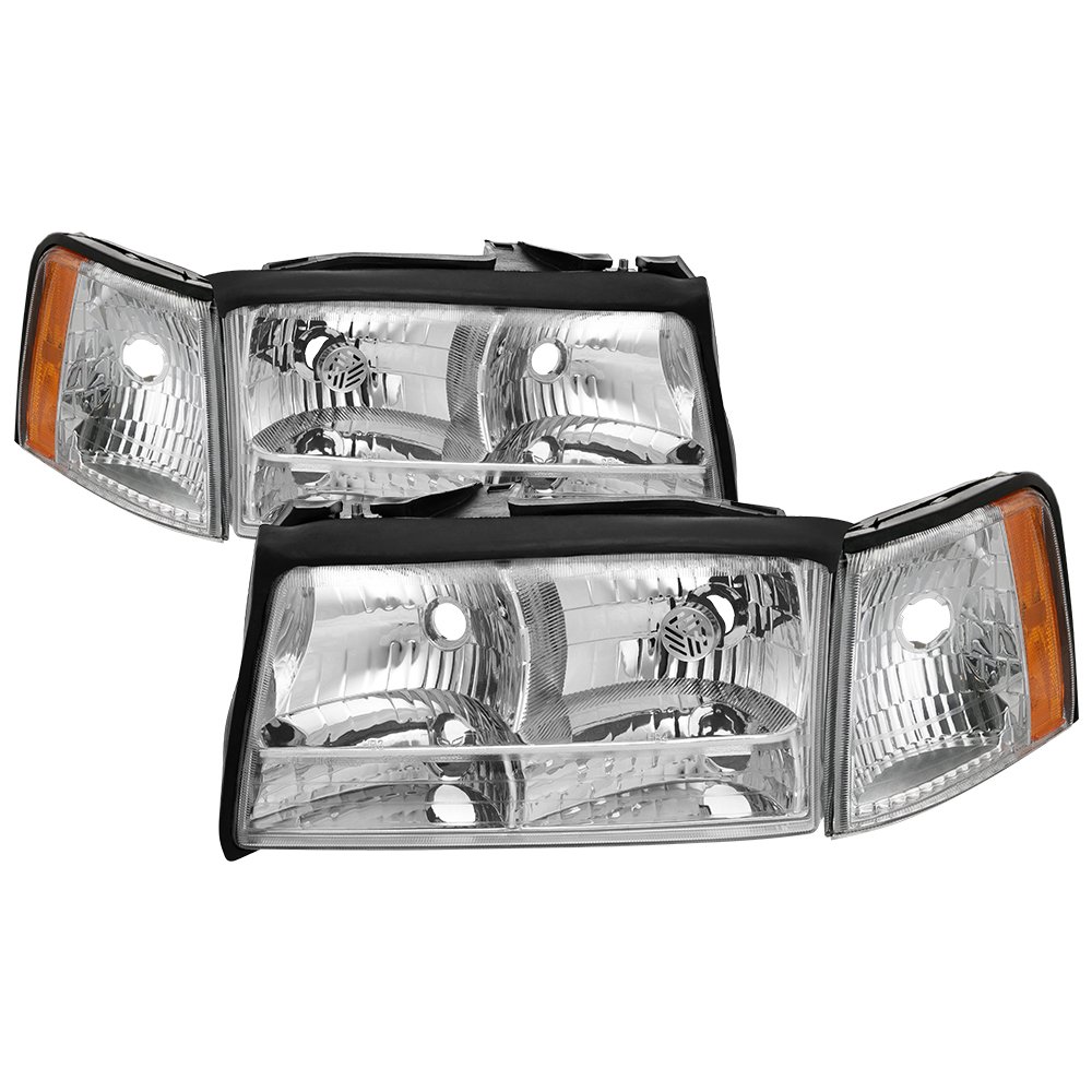 Jdragon Replacement Headlights & Corner Lamps Set for 1997-1999 Cadillac Deville - Chrome Left+Right Pair | Perfect for Night Driving & Vehicle Restoration Projects