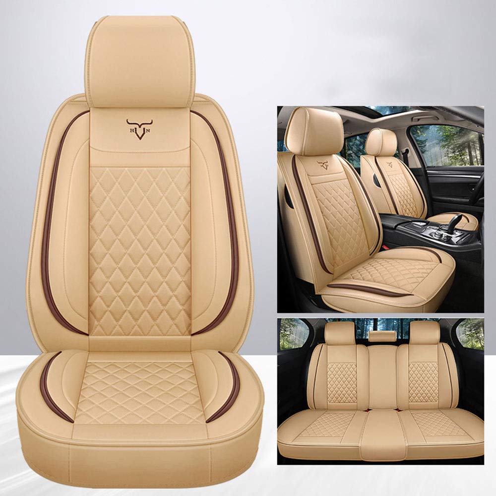 Premium Waterproof Leather Car Seat Covers - Universal Fit for 5-Seater Cars & SUVs | Luxury Interior Accessories Set | Perfect for Daily Commuting, Road Trips & Family Travel