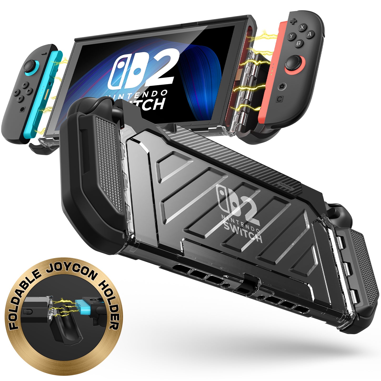 Nintendo Switch 2 Unicorn Beetle PRO Protective Gaming Case - Shockproof Cover for Nintendo Switch 2 Console - Perfect for Travel, Gaming Parties & Outdoor Adventures (Black)
