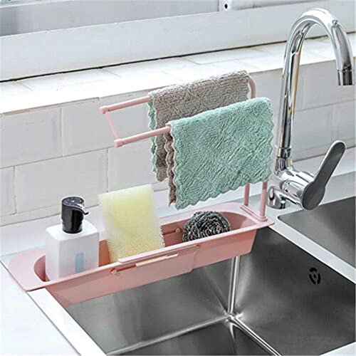 Upkaranwale Kitchen Sink Organizer Rack with Soap Holder - Pink | Space-Saving Sink Caddy for Sponges & Dish Soap | Perfect for Small Kitchens & Bathrooms