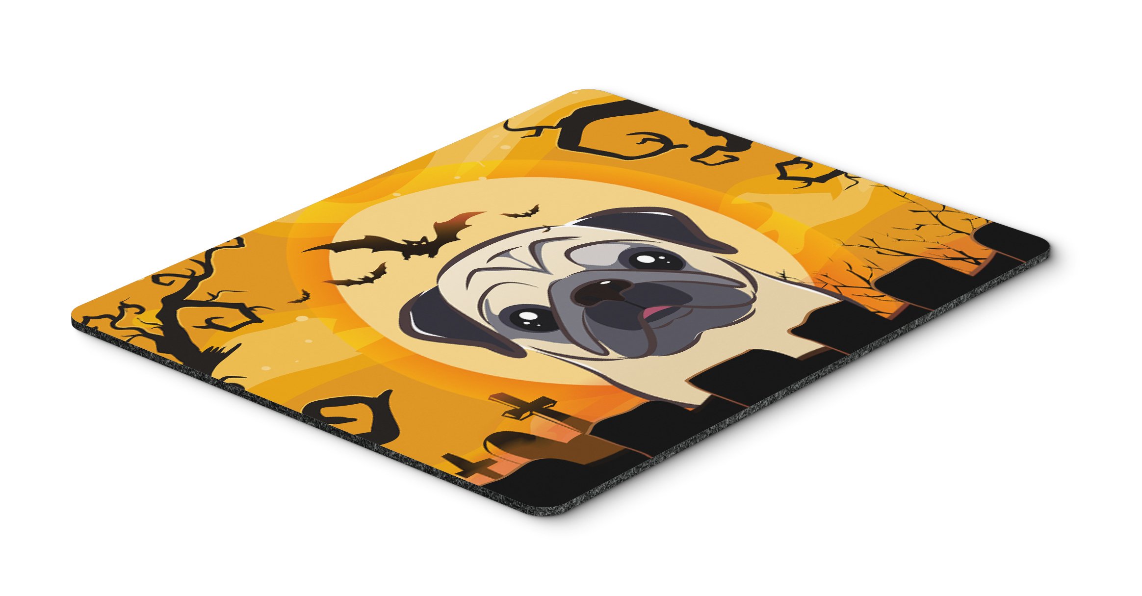 Halloween Fawn Pug Mouse Pad - Large Washable Non-Slip Desk Mat for Home Office, Gaming & Computer Work | Cute Pet-Themed Mousepad & Hot Pad Trivet for Halloween Decor