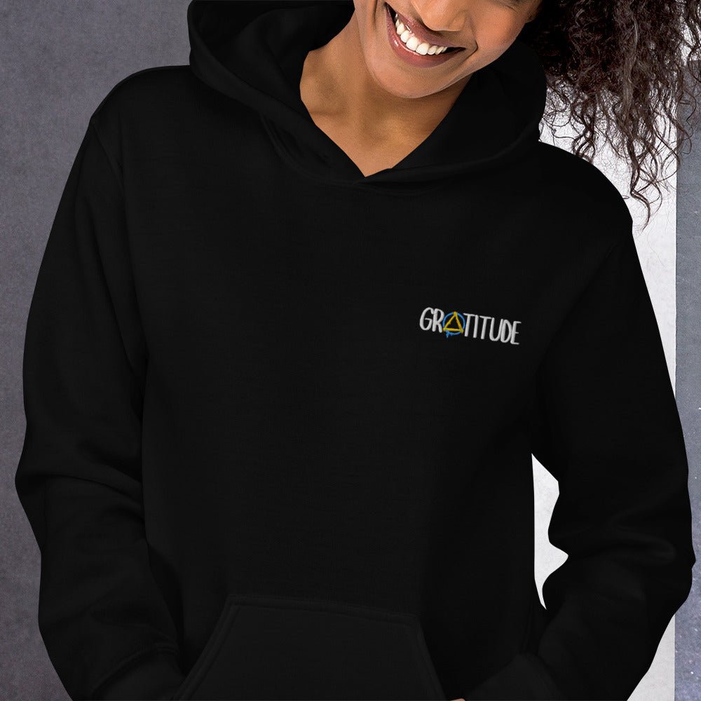 Gratitude Embroidered Unisex Hoodie - Soft Cotton Pullover Sweatshirt for Men & Women | Perfect for Casual Wear, Gifts & Everyday Comfort