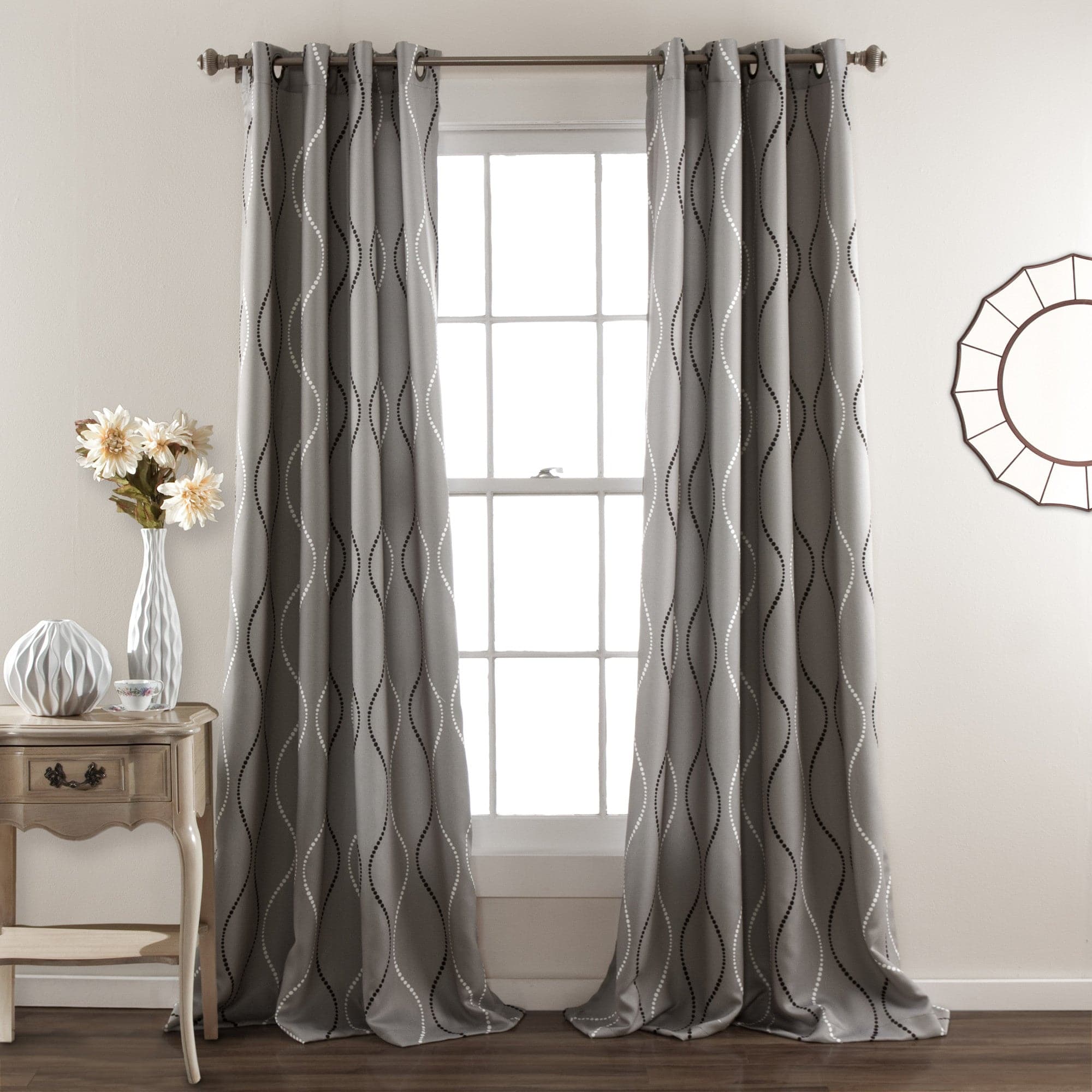 Swirl Light Filtering Window Curtains - Blackout Sheer Drapes for Living Room & Bedroom - Soft Sunlight Diffusion & Privacy Protection