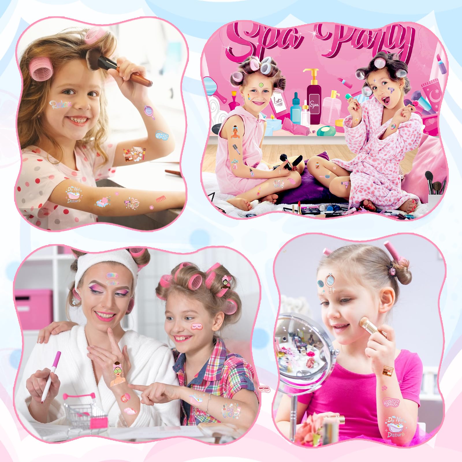 Konsait 99 Pcs Temporary Tattoos for Girls - Spa Party Favors, Kids Fake Tattoos for Slumber Parties, Birthday Makeup & Spa Day Supplies | Perfect for Girls' Night, Birthday Celebrations & DIY Spa Activities