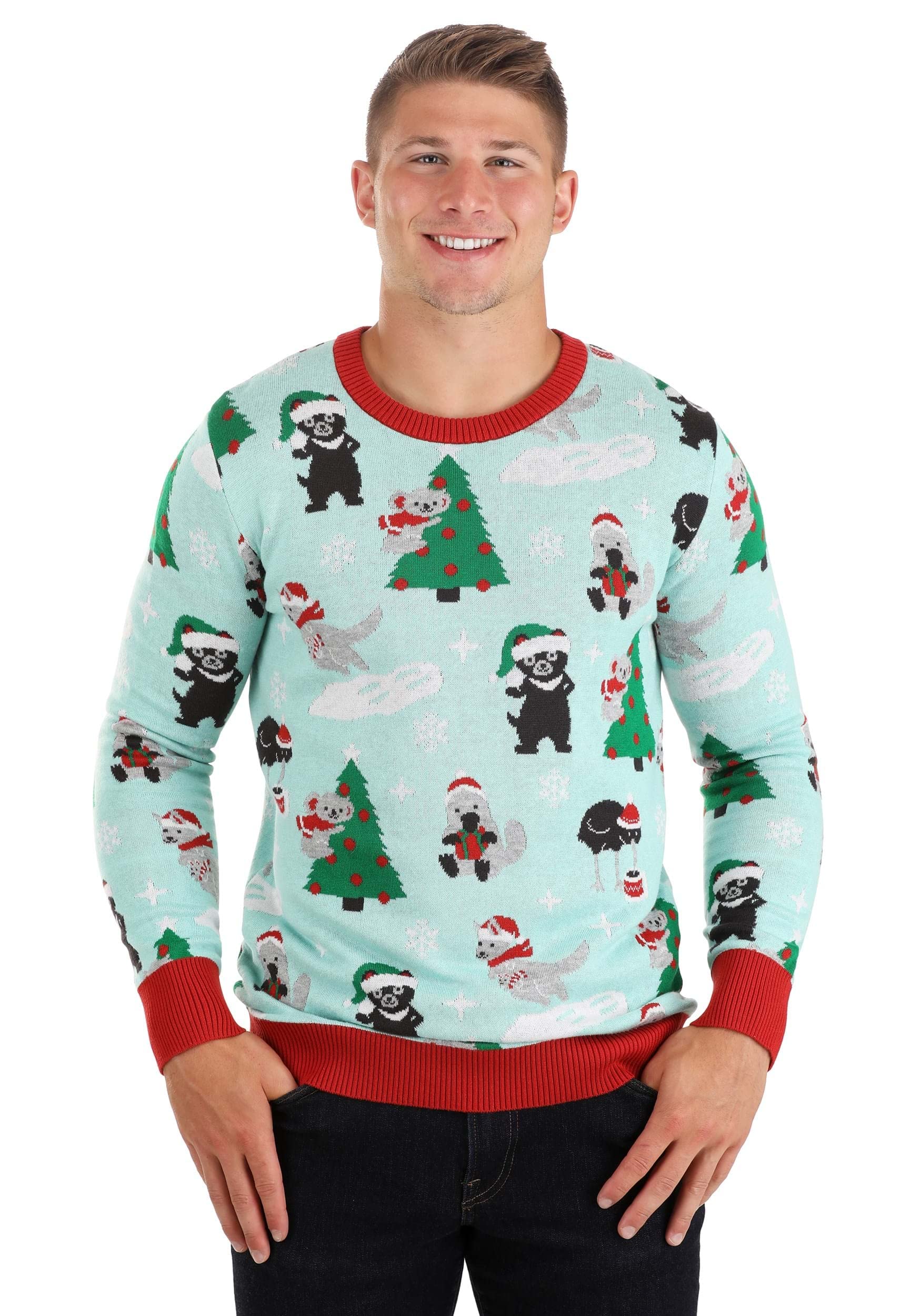 Australian Animals Ugly Christmas Sweater for Adults - Koala Bear Knit Crewneck Holiday Sweater | Festive Xmas Party Outfit, Family Gathering, Secret Santa Gift, Office Christmas Party