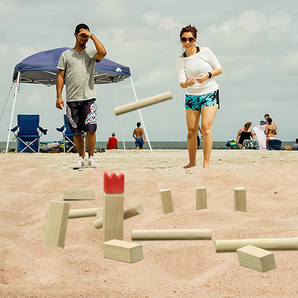 Premium Hardwood Kubb Yard Game Set - Outdoor Toss Game for Kids & Adults - Backyard, Lawn, Beach & Picnic Fun - Includes Carrying Bag - Viking-Inspired Family Entertainment