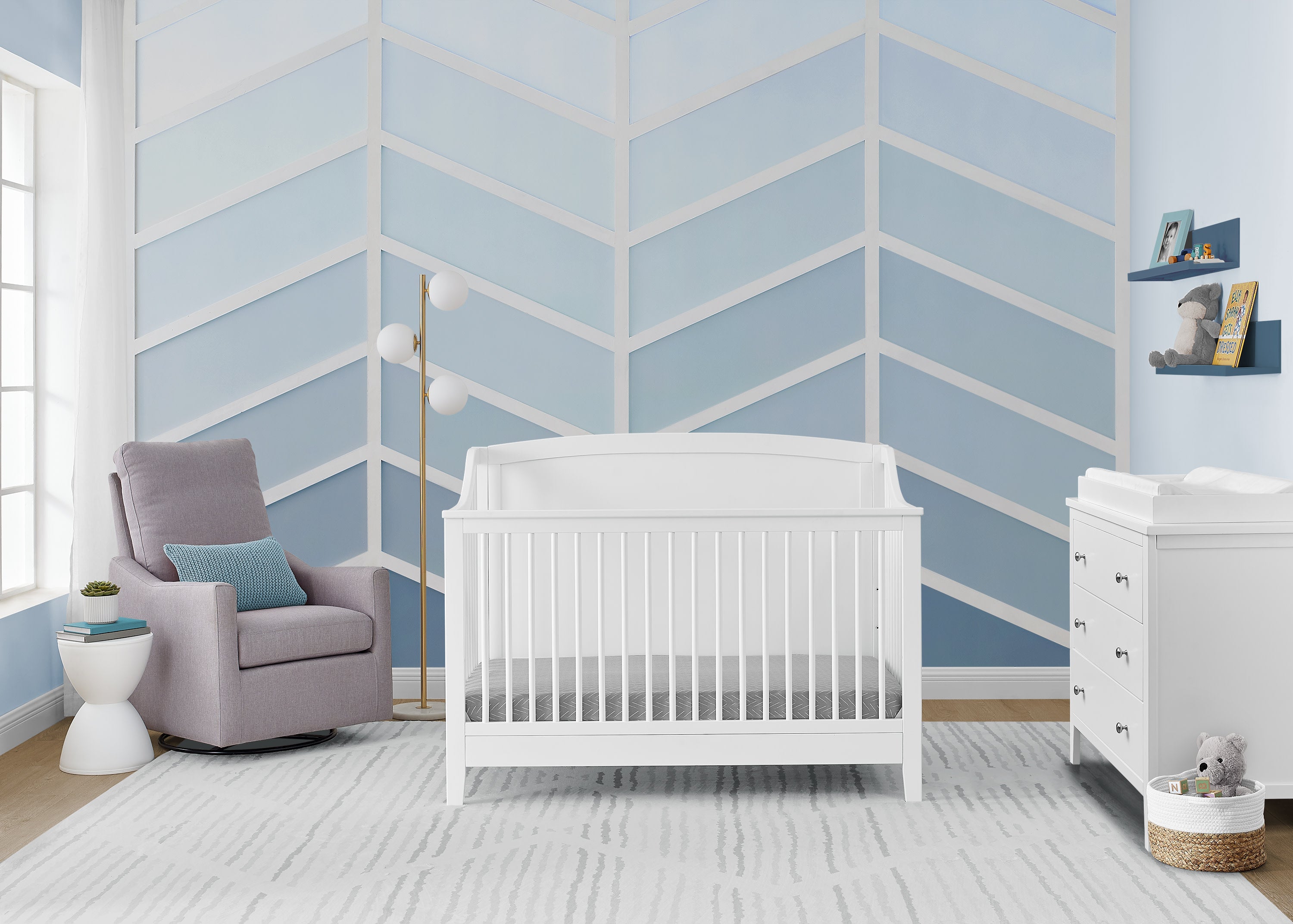 Campbell 6-in-1 Convertible Baby Crib - Toddler Bed & Full-Size Bed Conversion - Safe & Durable Nursery Furniture for Newborns to Teens - Perfect for Bedrooms, Daycares, and Guest Rooms