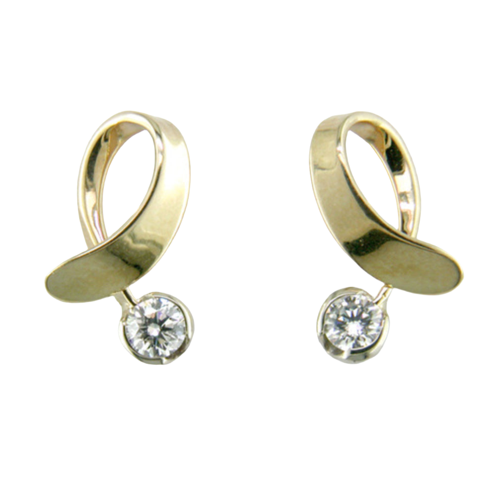 14K Gold Offside Diamond Loop Drop Earrings – Elegant Dangle Earrings for Women, Perfect for Weddings, Parties & Special Occasions