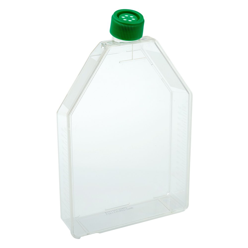 Celltreat 229361 Sterile Tissue Culture Treated Flask with Vent Cap - 1250mL Capacity, 300cm2 Growth Area (Case of 18) - Ideal for Cell Culture, Biomedical Research & Laboratory Applications