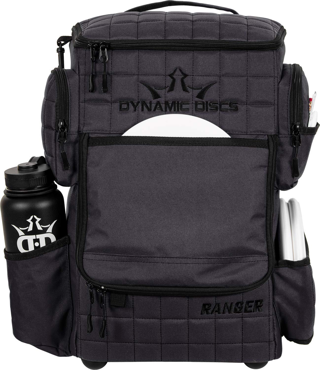 DD DYNAMIC DISCS Ranger Disc Golf Backpack - 18+ Disc Capacity with Large Main Compartment & On-Deck Putter Pouch (Holds 2 Putters) - Heather Charcoal - Perfect for Tournament Play & Outdoor Disc Golf Adventures