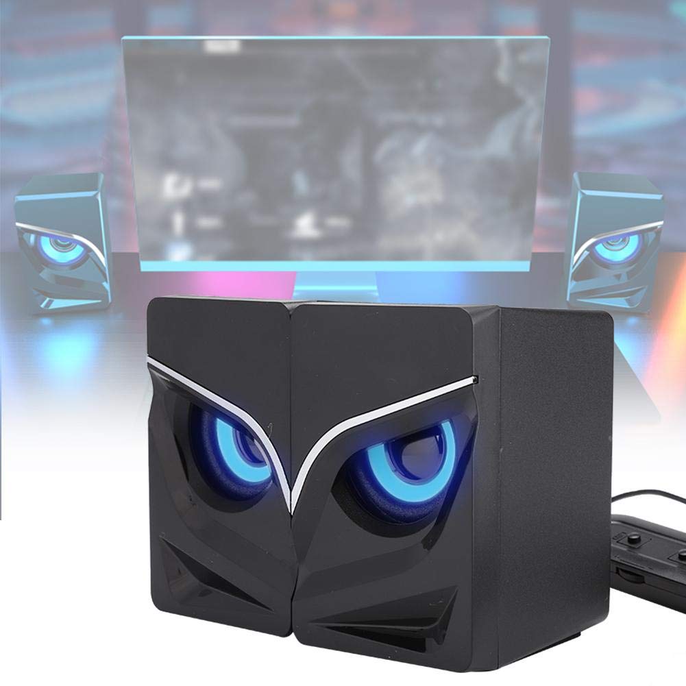 Ciglow Mini Computer Speakers with USB Power & 3.5MM Stereo Audio Cable, Low Frequency Wired Desktop Speakers for PC, Laptop, MP3 Player, Smartphone - Perfect for Home Office, Gaming, and Music Listening (Black)