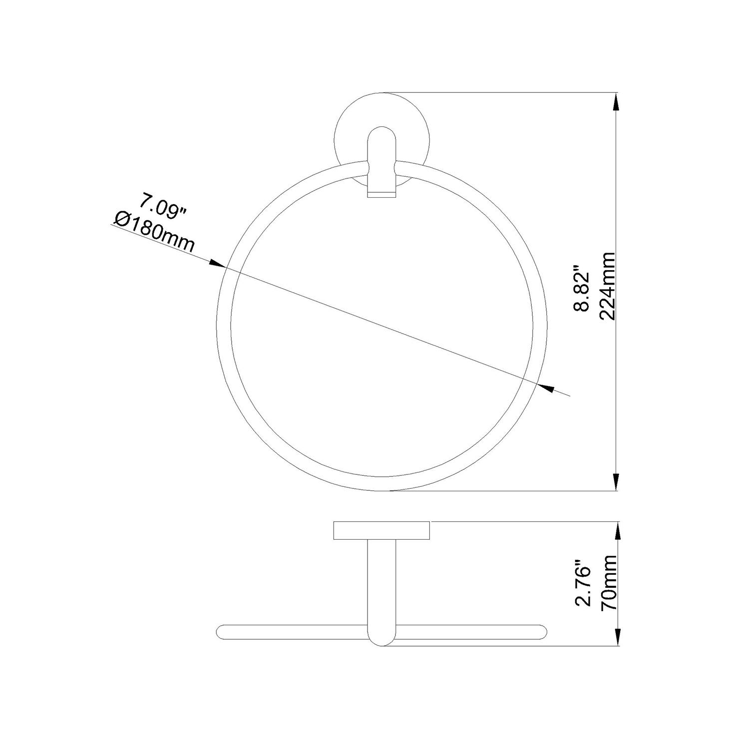 Modern Matte Black Wall Mounted Towel Ring - Hotel Style Hand Towel Holder for Bathroom & Kitchen - Contemporary Bath Accessory - Leo Series 077060-MB - Perfect for Guest Bathrooms, Luxury Hotels & Spa Decor