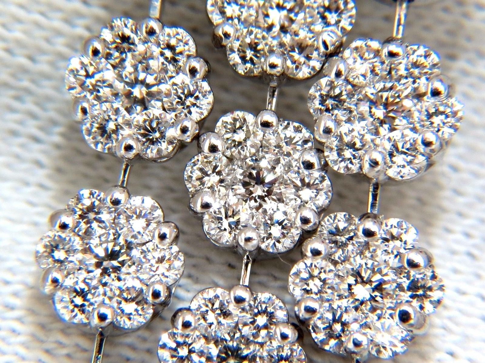 6.50ct Natural Round Diamond Tier Floating Cluster Dangle Earrings in 18kt Gold - G.VS Clarity, Elegant Wedding & Evening Party Jewelry Gift