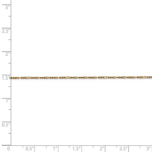 14K Yellow Gold 1.25mm Figaro Chain Necklace - 5 Adjustable Lengths (14