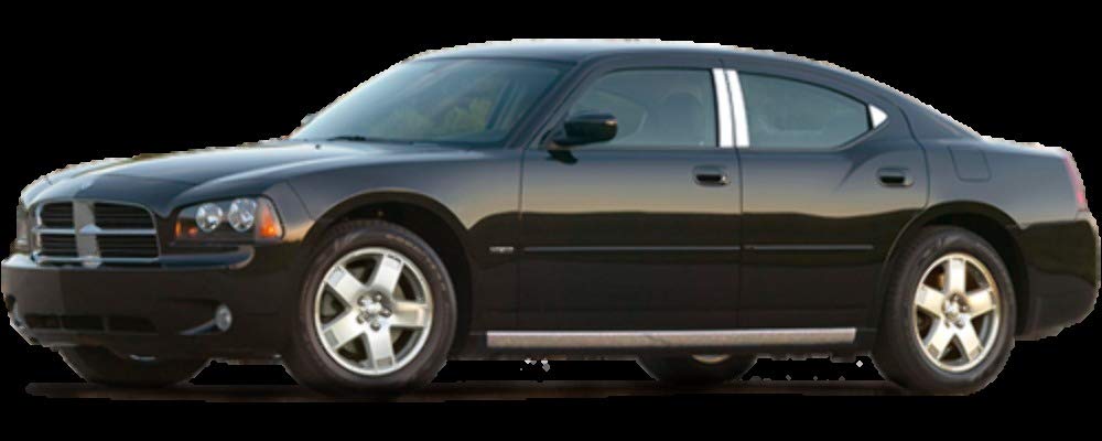 2006-2010 Dodge Charger 4-Piece Stainless Steel Wheel Well Fender Trim Molding Kit - WZ46910 - Perfect for Car Customization & Protection Against Road Debris