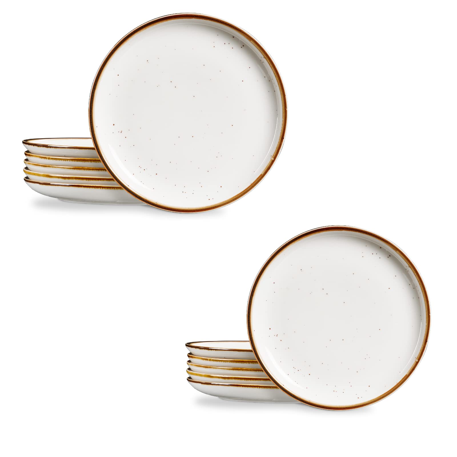 ONEMORE 8.5 inch Salad Plates & 10.5 inch Dinner Plates Set - Microwave, Oven & Dishwasher Safe Ceramic Dinnerware - Cream White for Everyday Dining & Entertaining